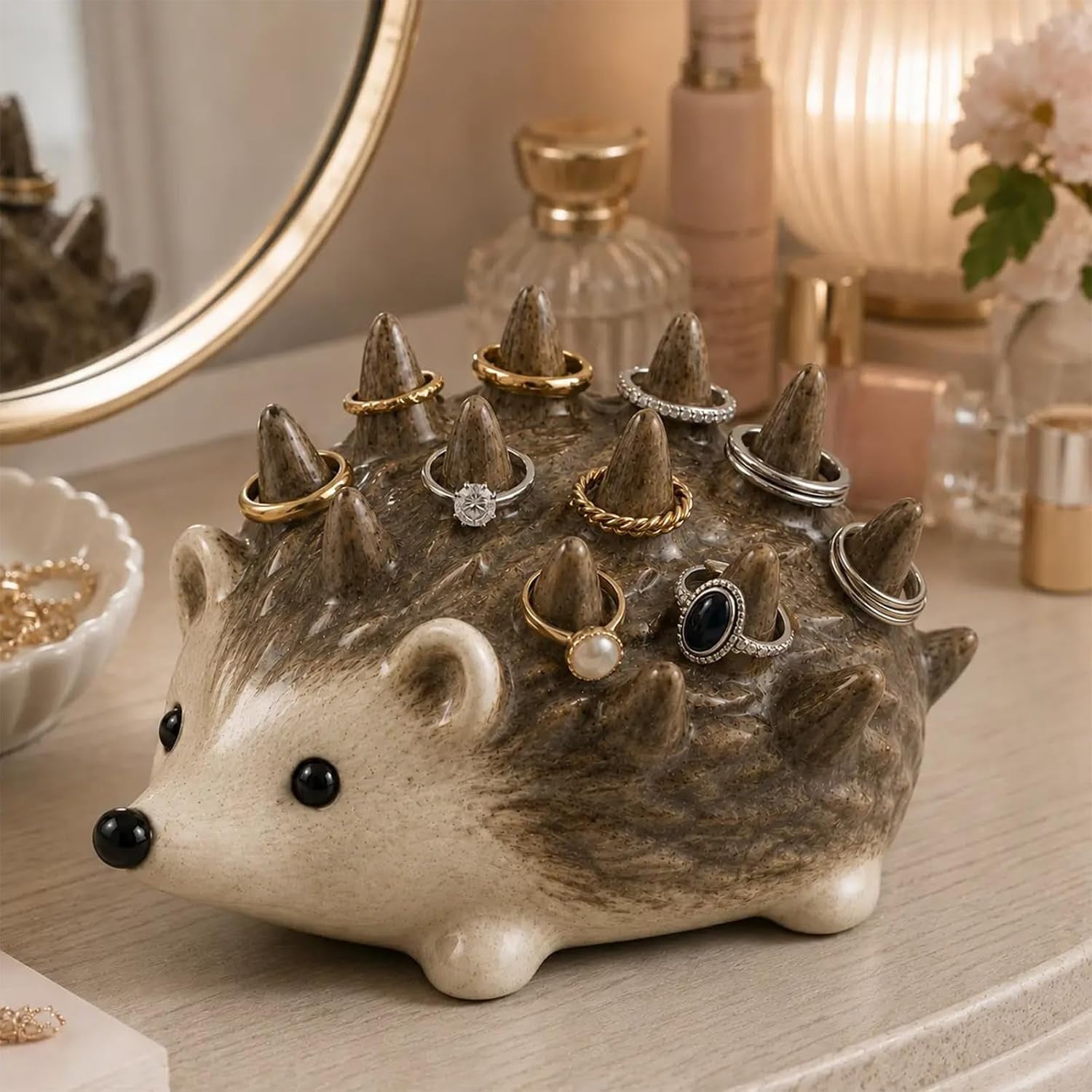 Hedgehog Ring Holder Resin Jewelry Organizer Decor