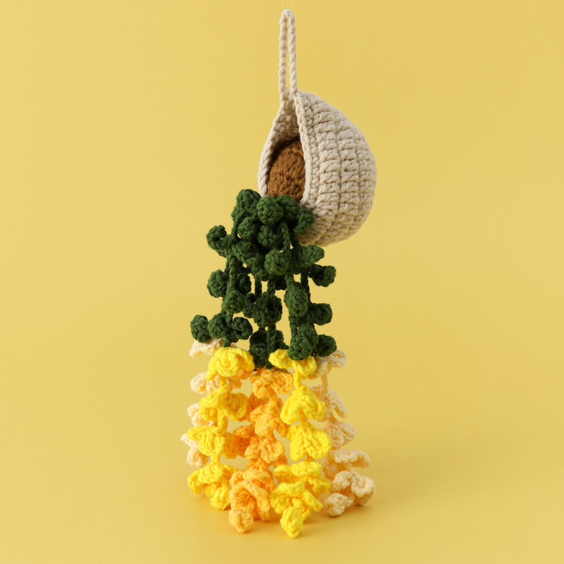 Handmade Crochet Hanging Flower Decor Rearview Mirror Charm