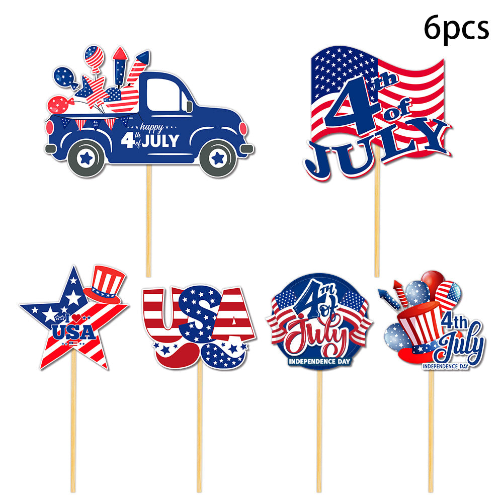 4th of July Patriotic Tabletop Flag Decoration Set USA Party Supplies