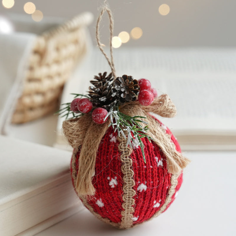 Yarn Christmas Ball Hanging Ornament Holiday Tree Decor