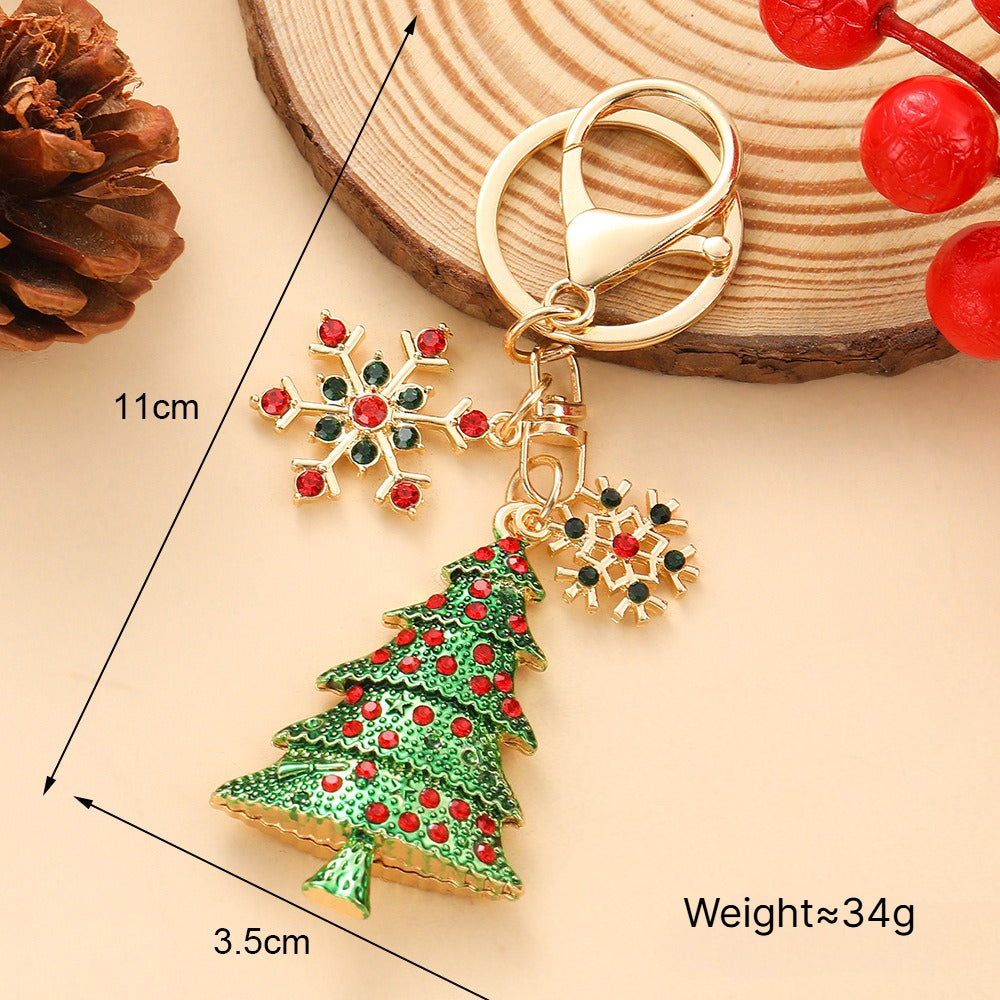 Rhinestone Christmas Charm Keychain Zinc Alloy Holiday Gift