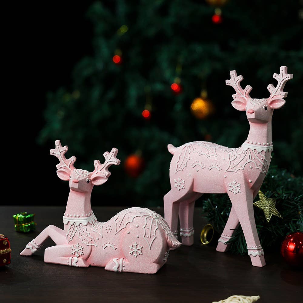 Christmas Reindeer Resin Figurine Holiday Home Decor