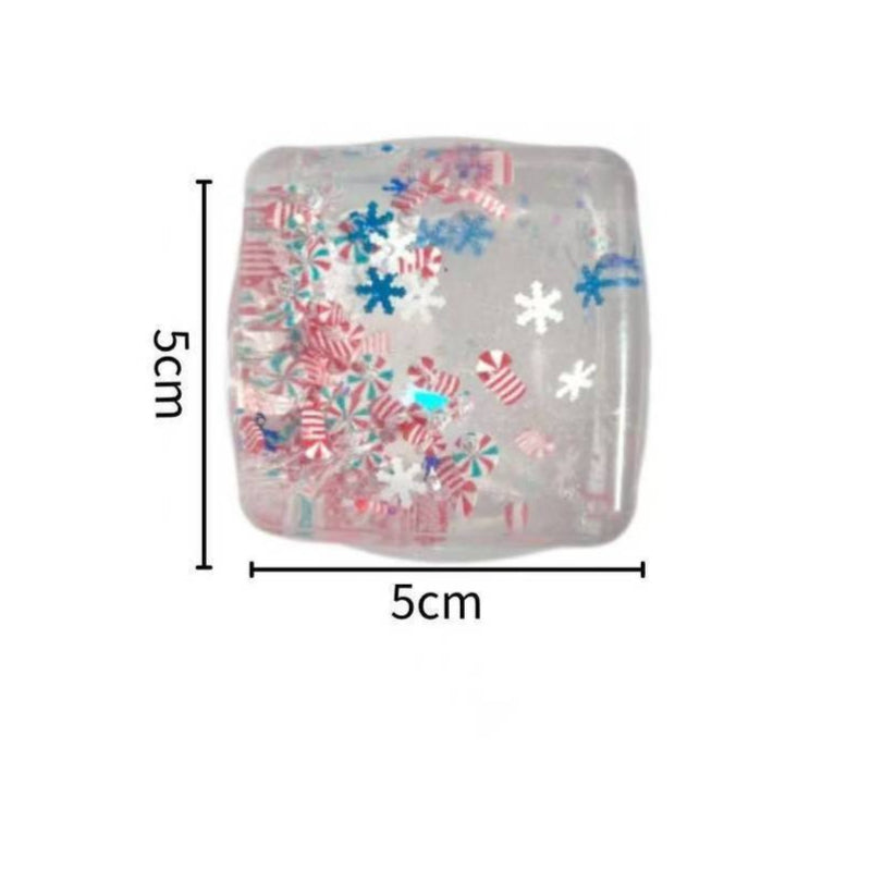 Christmas Ice Cube Squishy Clear Glitter Stress Toy