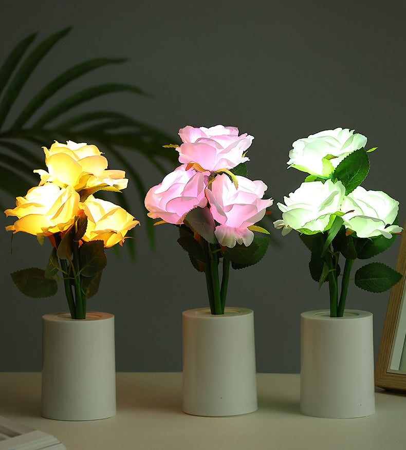 LED Rose Flower Night Light Table Lamp Bedroom Decor