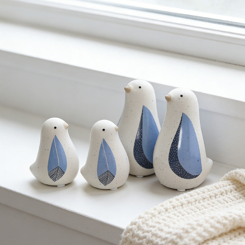 Nordic Ceramic Bird Vase Set Cute Desk Home Decoration