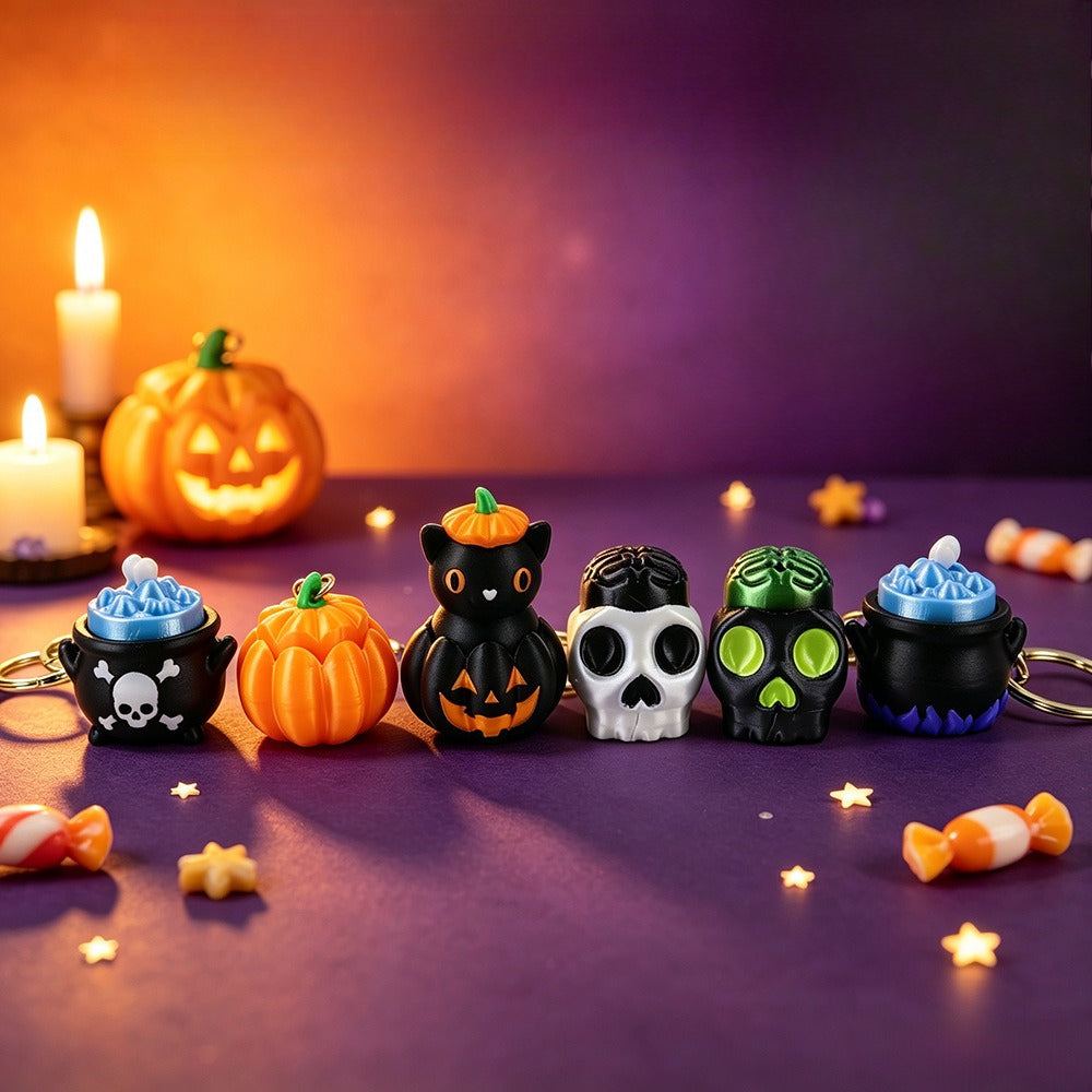 Halloween 3D Printed PLA Keychain Fidget Clicker Pumpkin Ghost Toy
