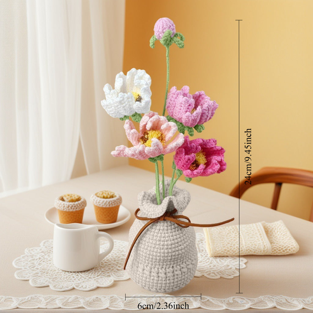 Handmade Crochet Floral Vase Bouquet Table Decor Home Decor