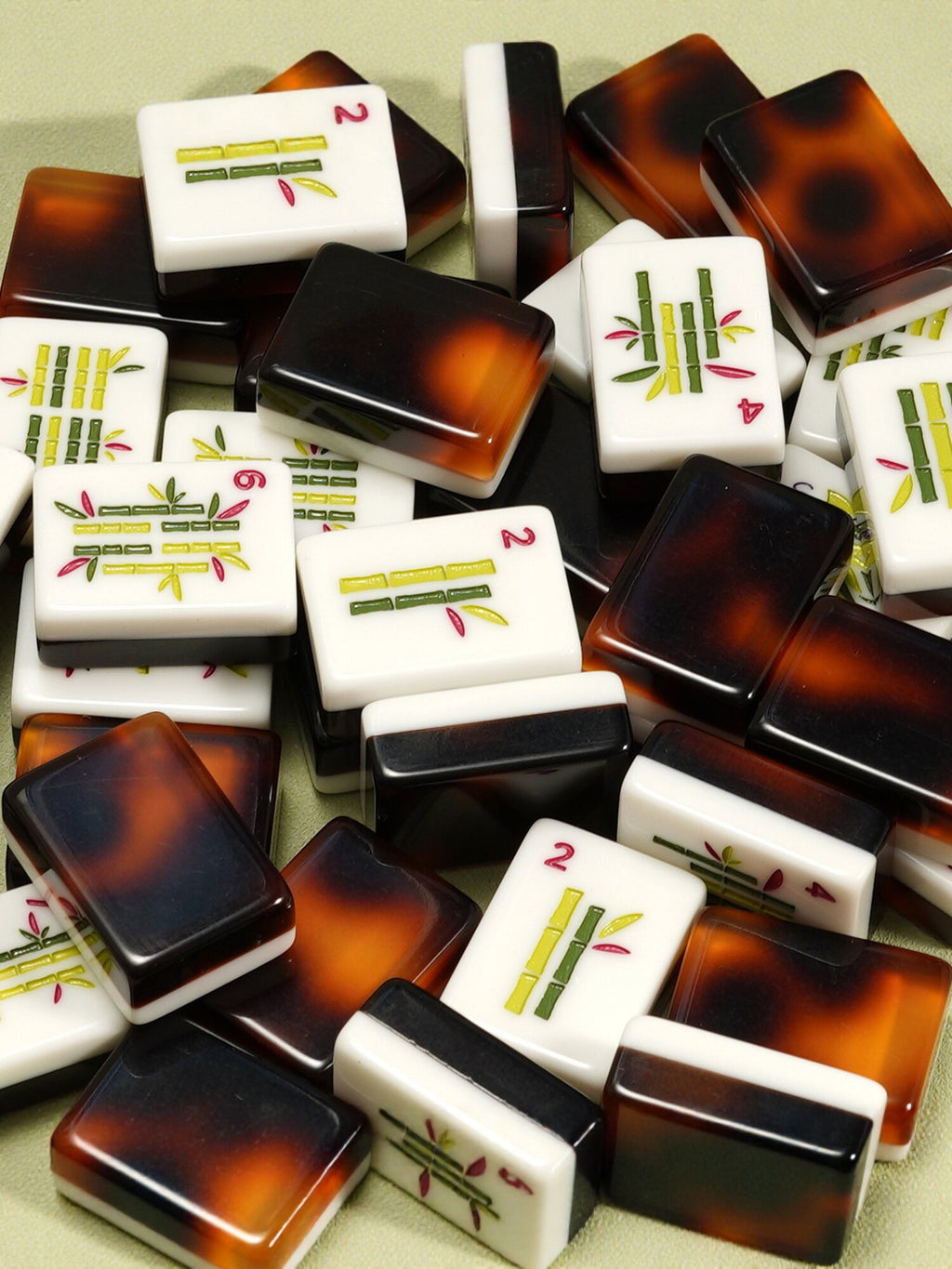 Tortoise Shell Acrylic Mahjong Set Classic Game Tiles