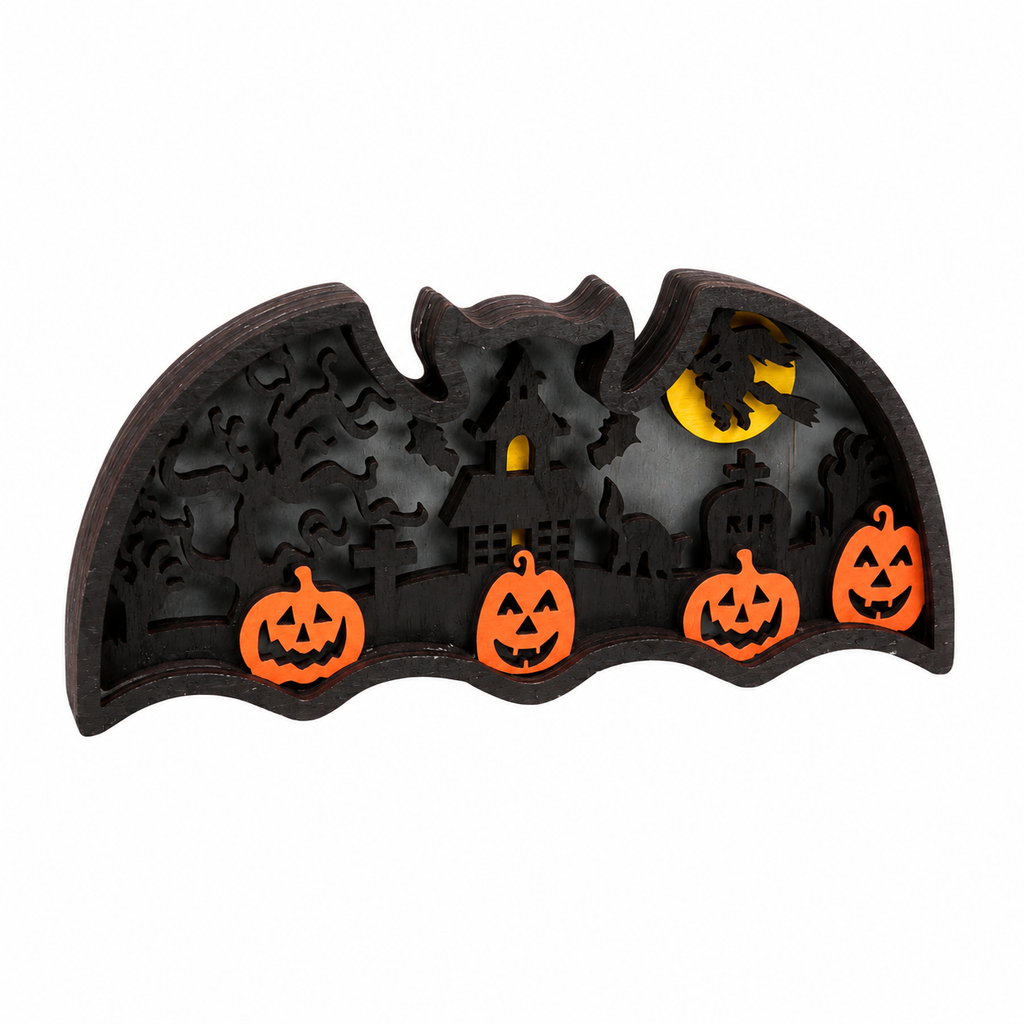 Halloween Wooden Tabletop Decor Pumpkin Ghost Fall Decoration