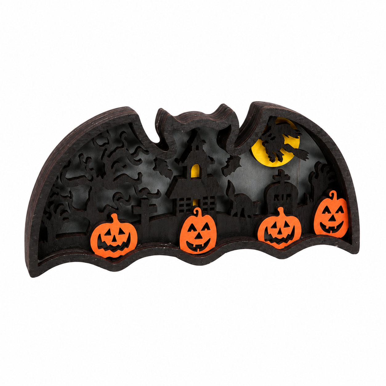 Halloween Wooden Tabletop Decor Pumpkin Ghost Fall Decoration