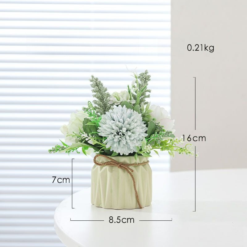 Hydrangea Artificial Flower Arrangement Ceramic Pot Decor