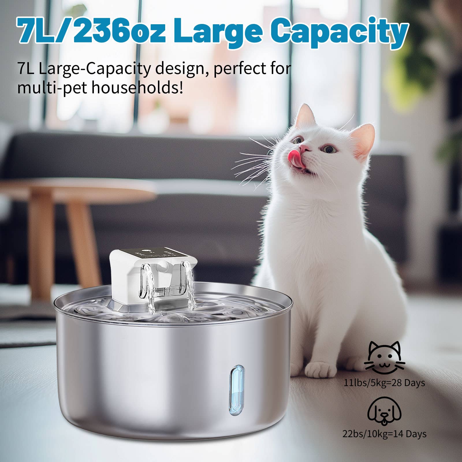 Smart Stainless Steel Pet Water Fountain for Cats & Dogs