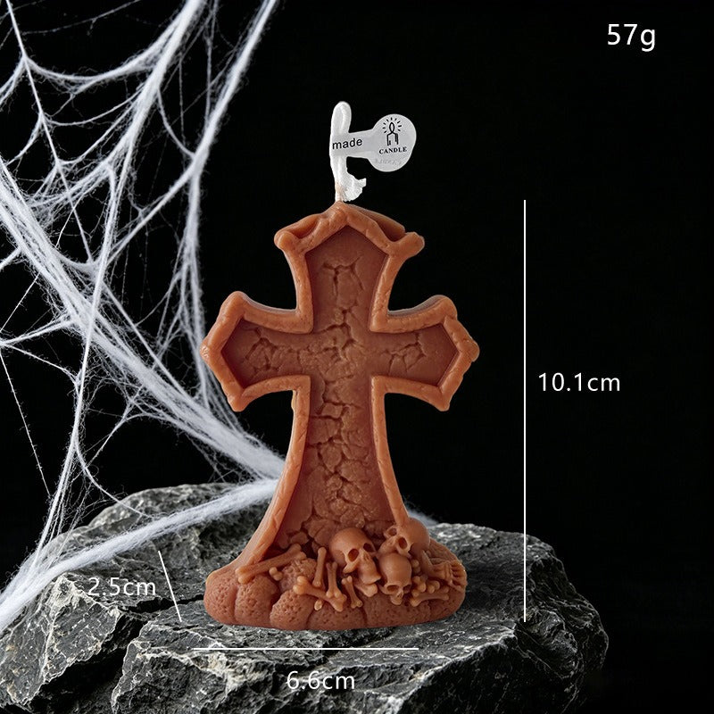 Cross Candle Halloween Decor Gothic Seasonal Home Accent Gift