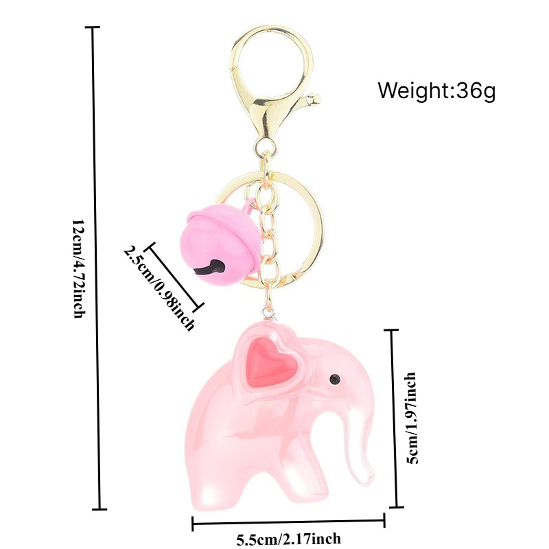 Cute Acrylic Jelly Elephant Keychain Bell Charm