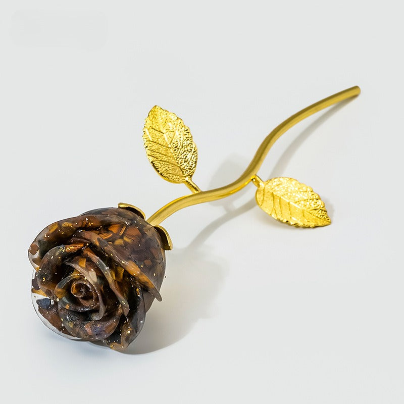 Crystal Stone Resin Flower Stem Decor with Metal Branch