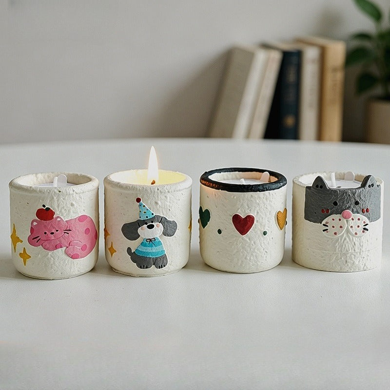 Plaster Animal Candle Holder Scented Wax Candle Home Decor Gift