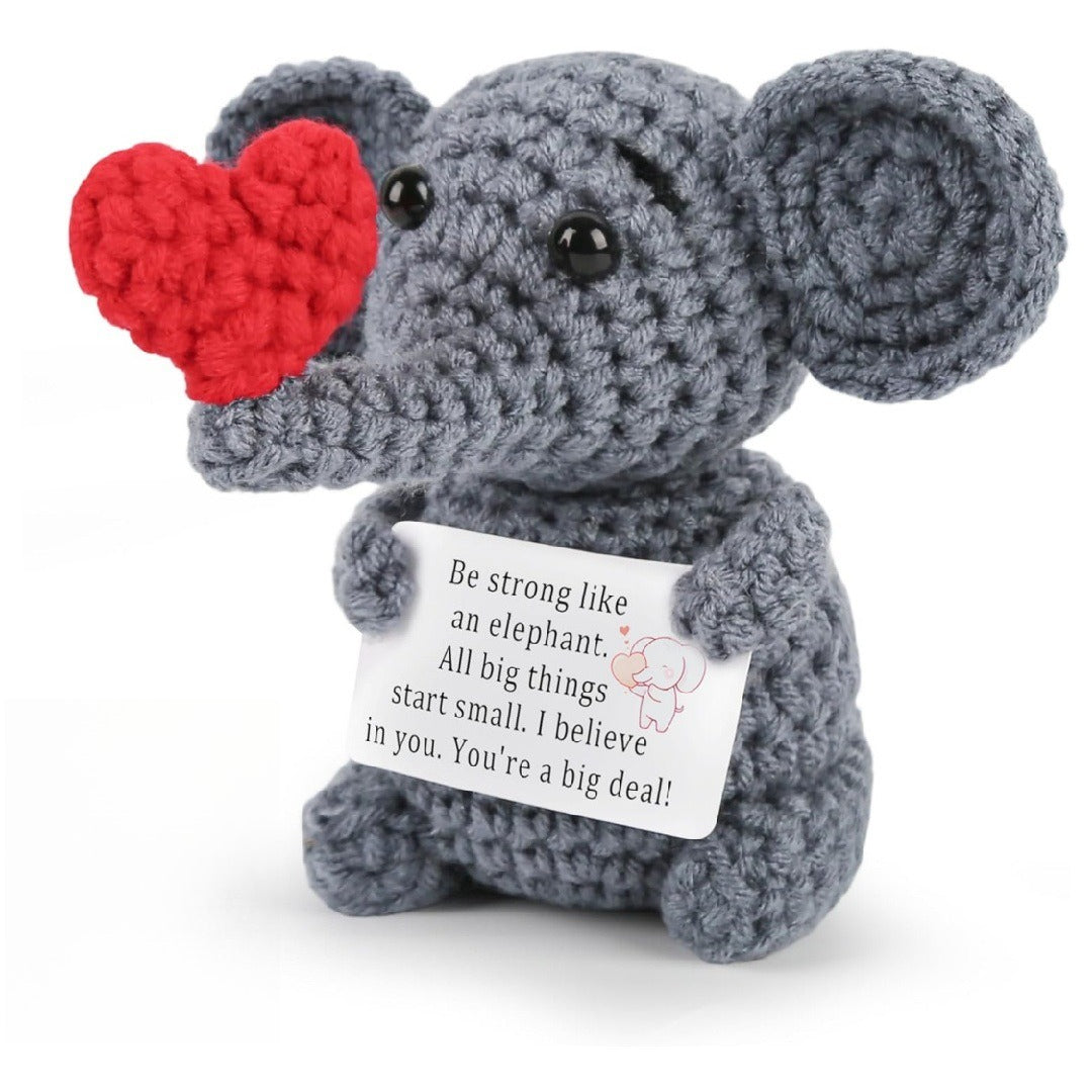 Handmade Crochet Elephant Plush With Heart Message Card