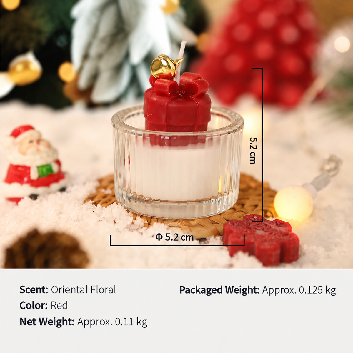 Christmas Glass Cup Scented Candle Holiday Home Decor