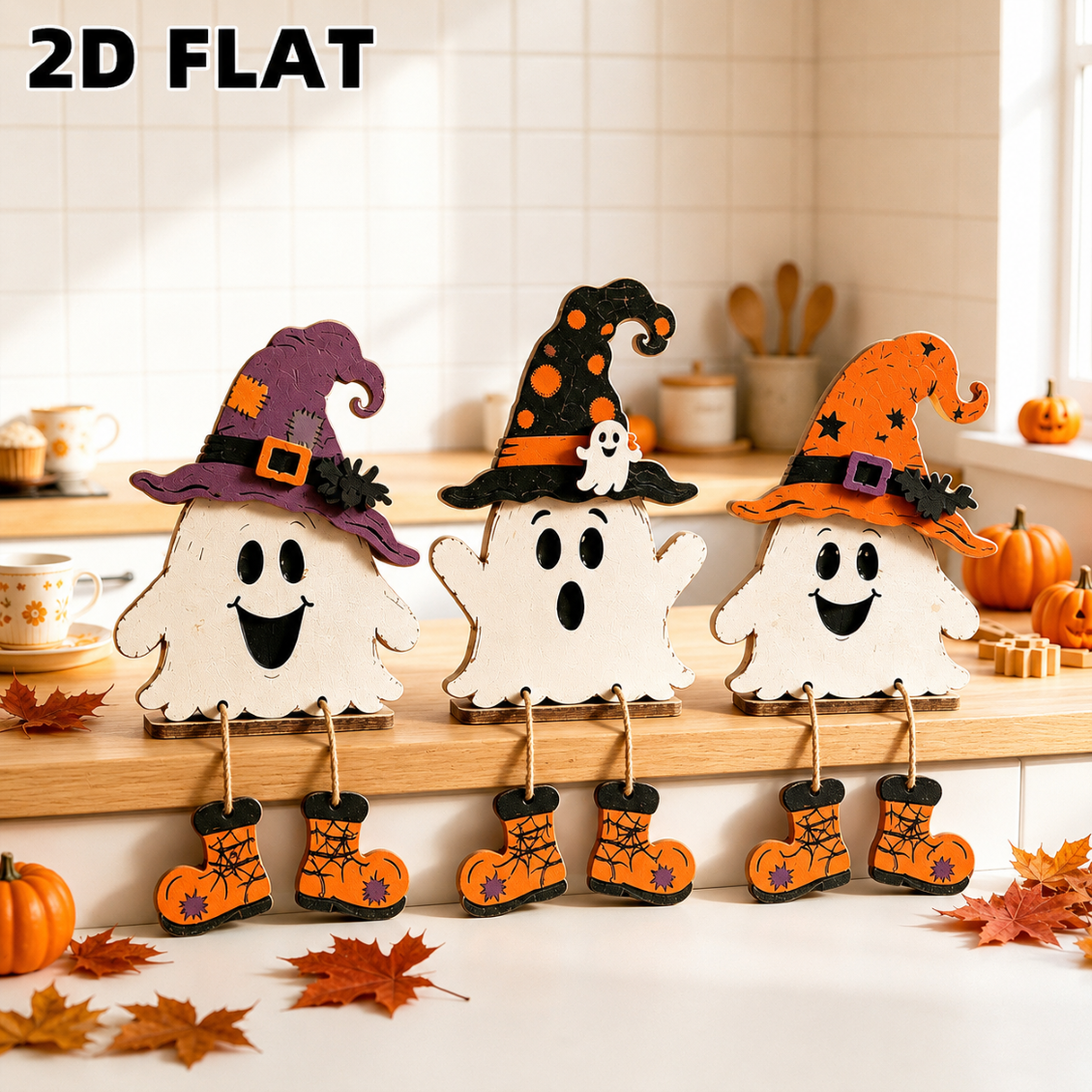 Wooden Halloween Pumpkin Tabletop Decor DIY Hanging Ornament