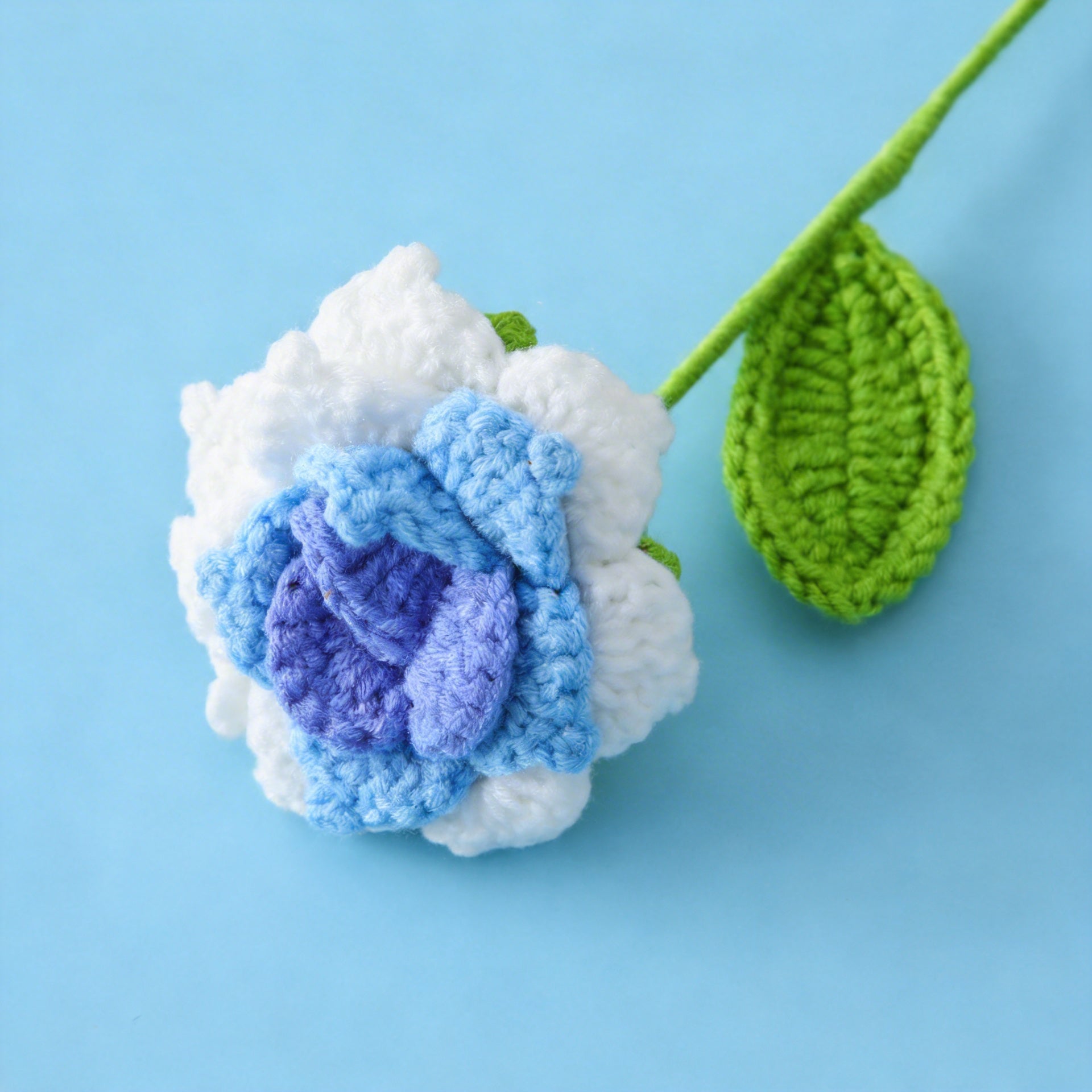 Handmade Crochet Rose Flower Decor Gift Knitted Bouquet