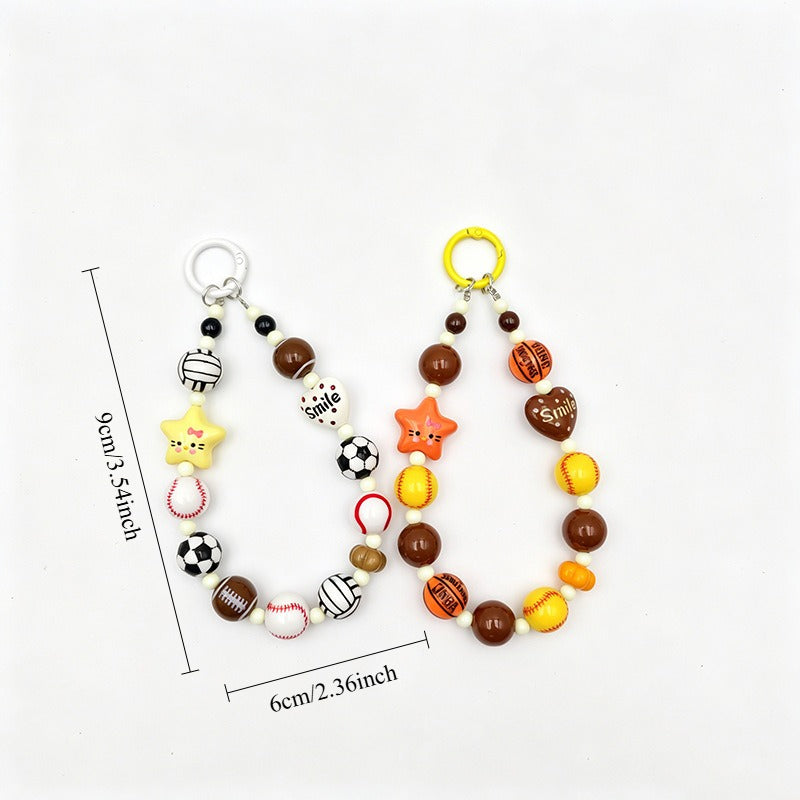 Acrylic Sports Bead Keychain Bag Charm Keyring Pendant