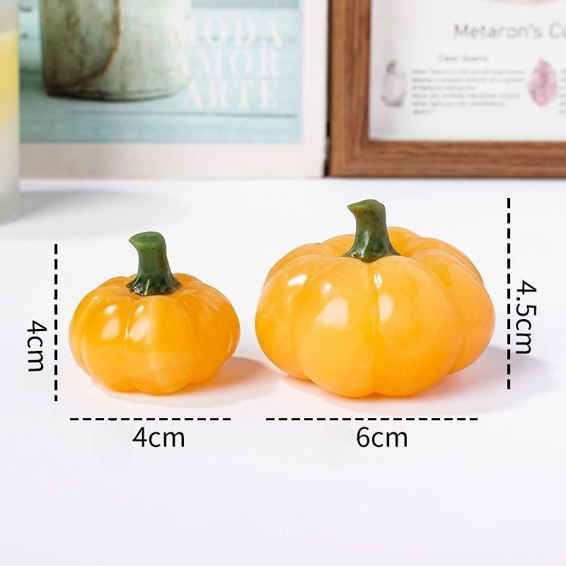 Yellow Stone Pumpkin Figurine Mini Fall Harvest Table Decor