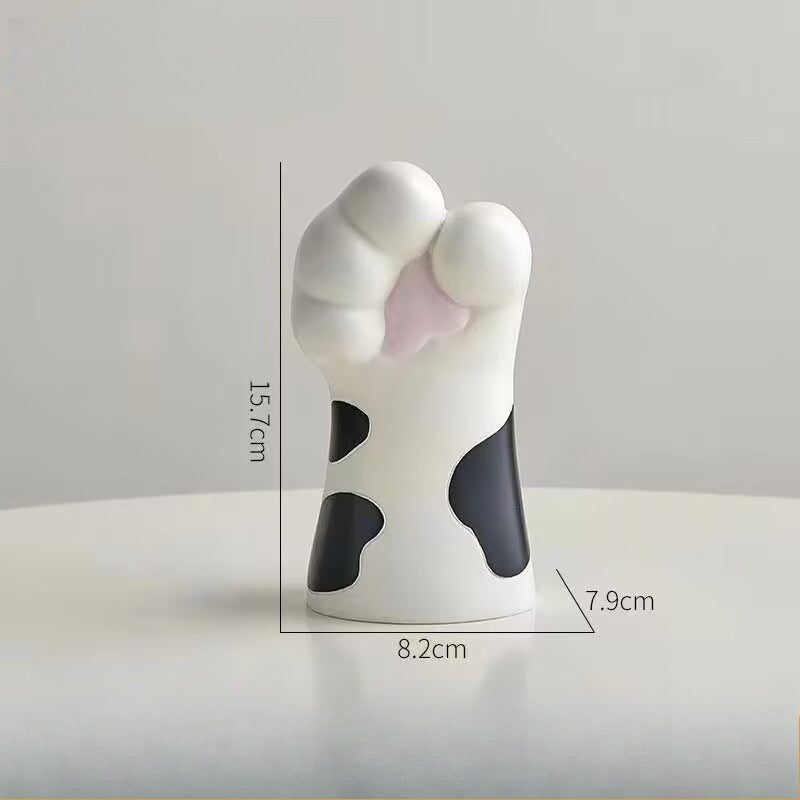 Resin Cat Paw Vase Decorative Desk Home Office Figurine