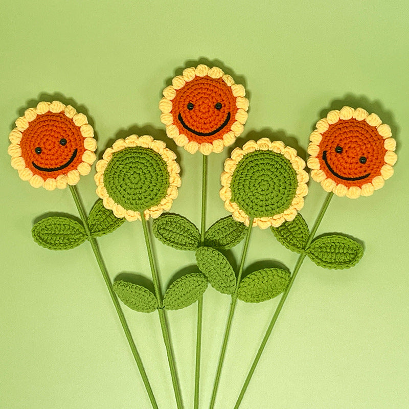 Crochet Sunflower Bouquet Handmade Yarn Flower Decor