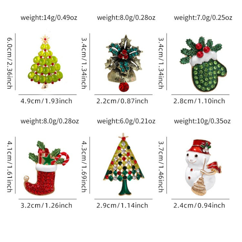 Christmas Rhinestone Brooch Pin Holiday Jewelry