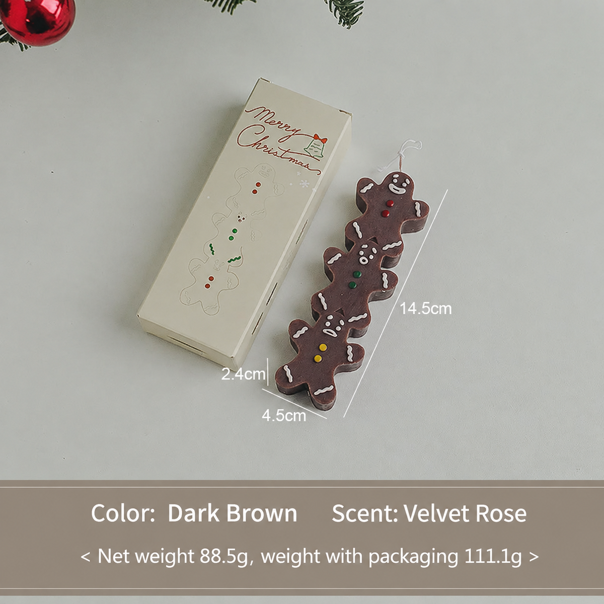 Christmas Gingerbread Man Shaped Scented Candle Holiday Decor