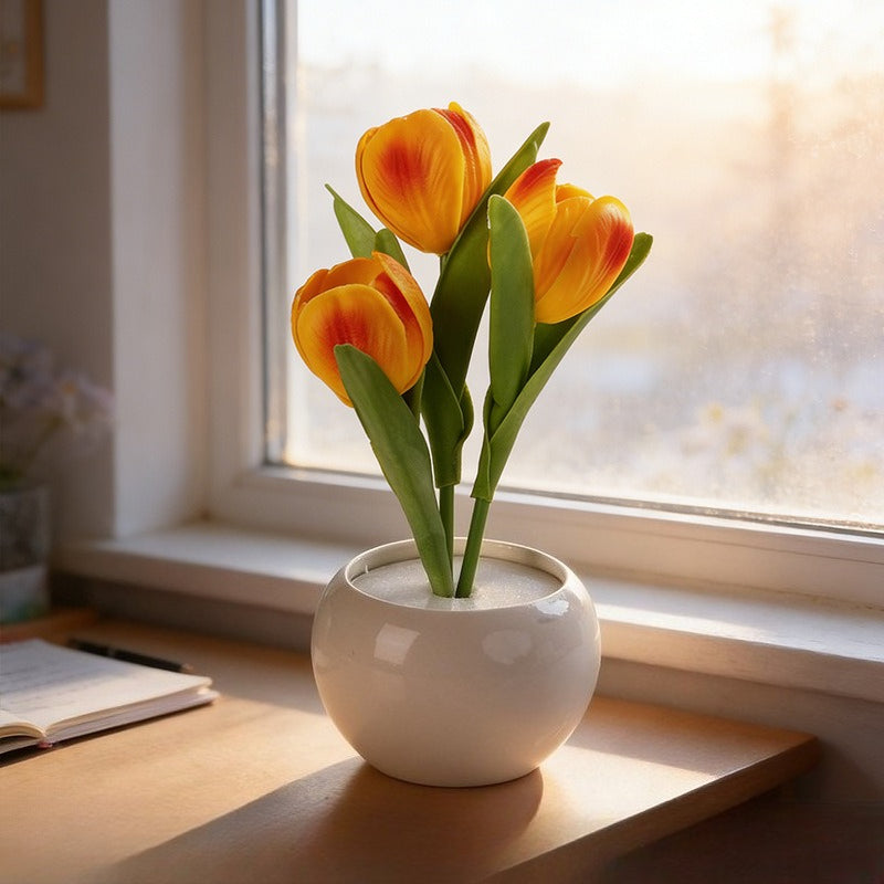 LED Tulip Night Light USB Dimmable Flower Table Lamp