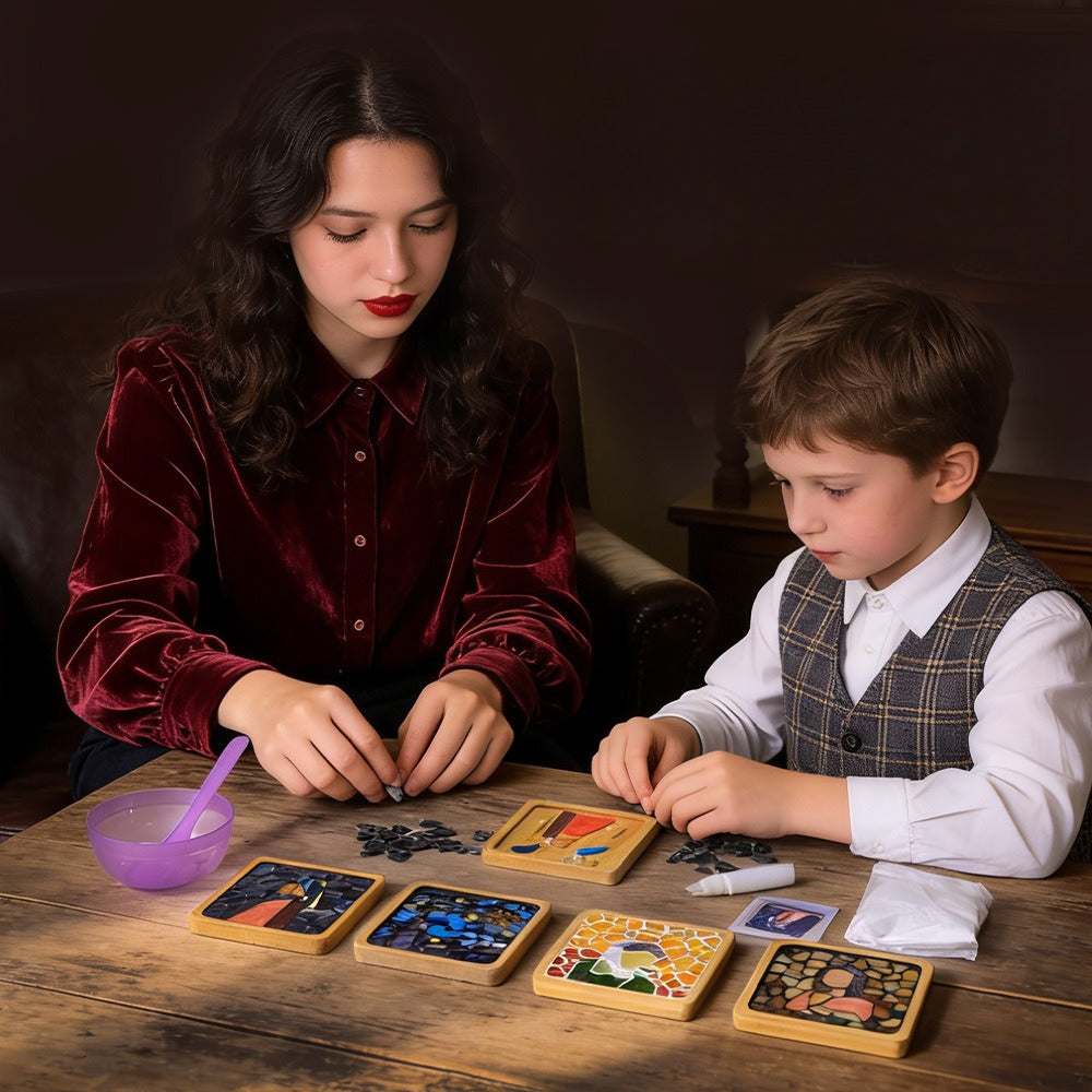 Mosaic Art Coaster Puzzle Kit Famous Painting Craft Set