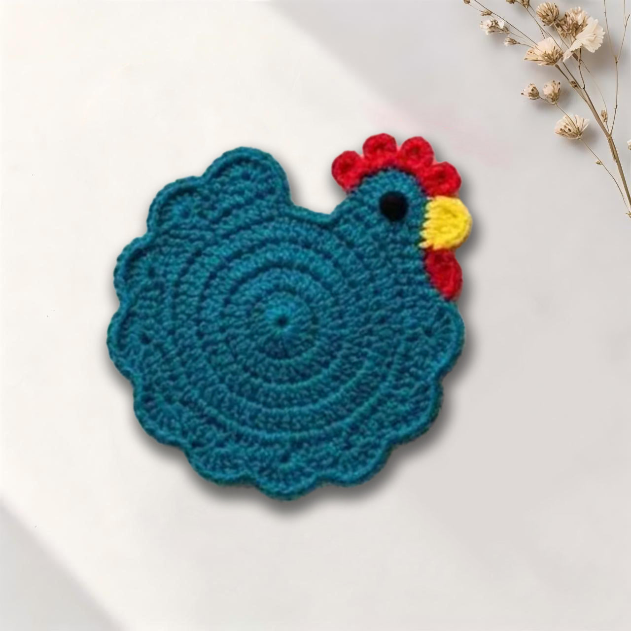 Handmade Crochet Chicken Coaster Placemat Table Decor