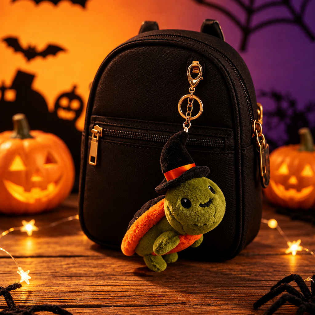 Halloween Plush Turtle Witch Hat Keychain Hanging Ornament