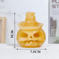 Natural Yellow Calcite Carved Pumpkin Figurine Decor