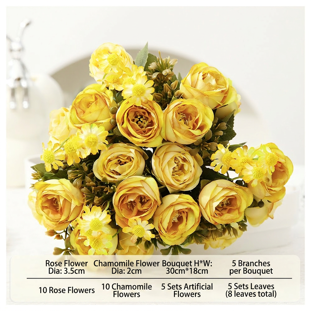 Silk Peony Floral Arrangement Faux Flowers Home Decor