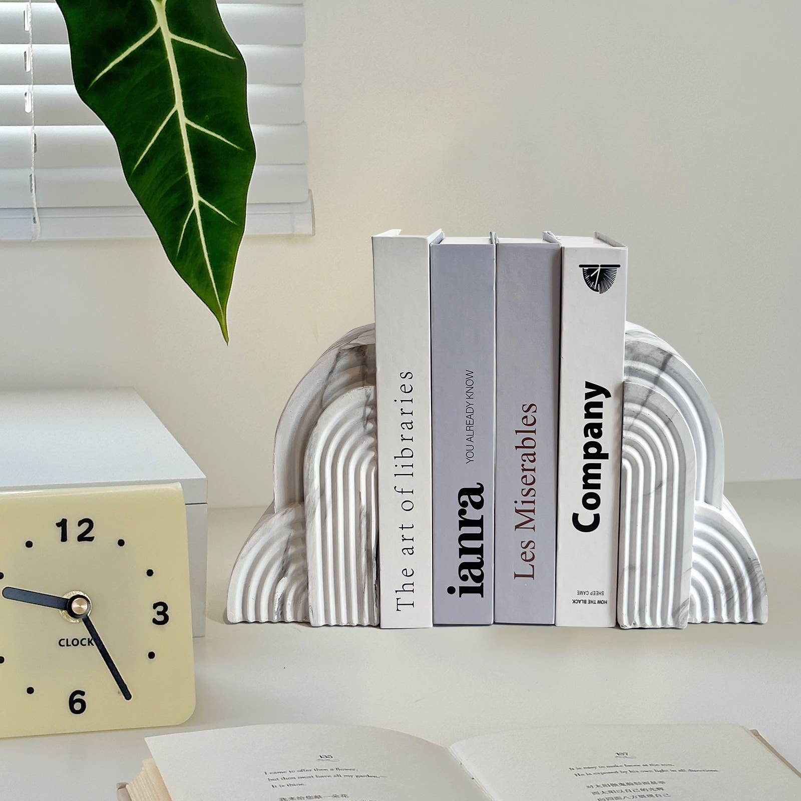 Marble Resin Rainbow Bookends Set for Modern Home Decor