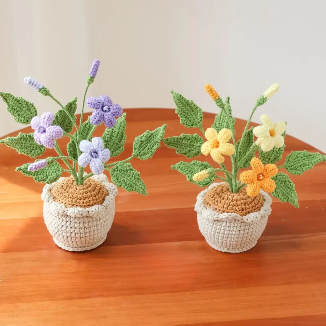 Handmade Crochet Mini Flower Pot Desk Decor Yarn Plant Gift