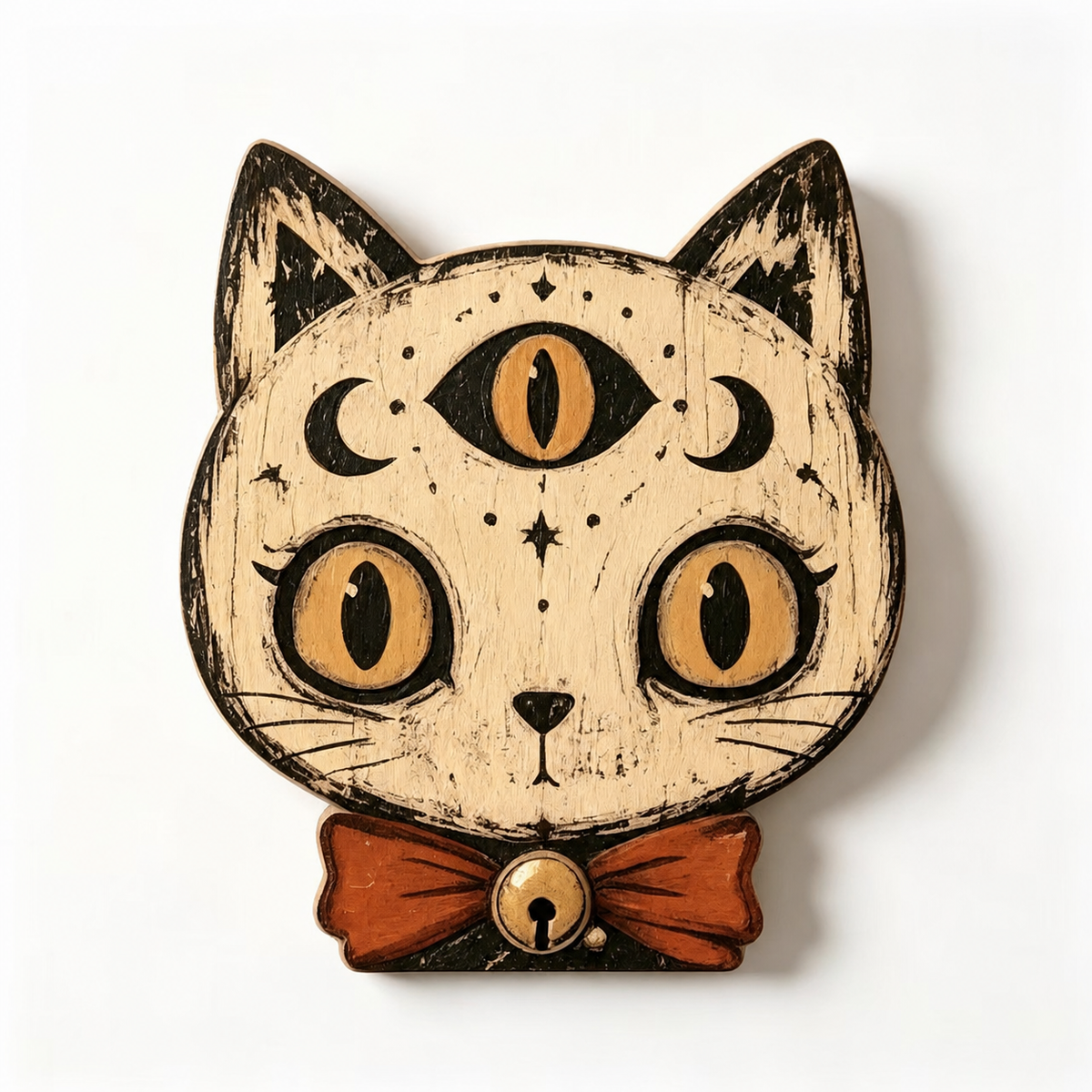 Halloween Wooden Cat Pumpkin Tabletop Decor Double Sided Display
