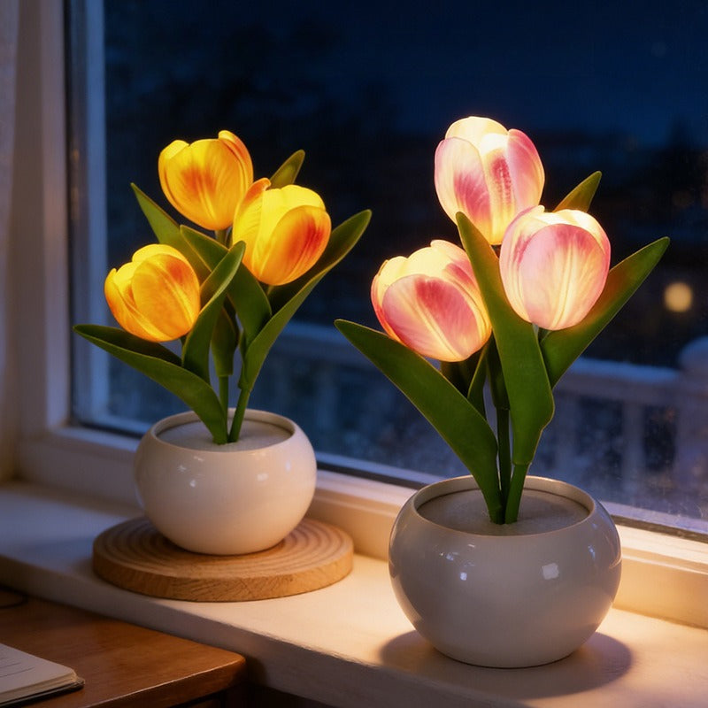LED Tulip Night Light USB Dimmable Flower Table Lamp