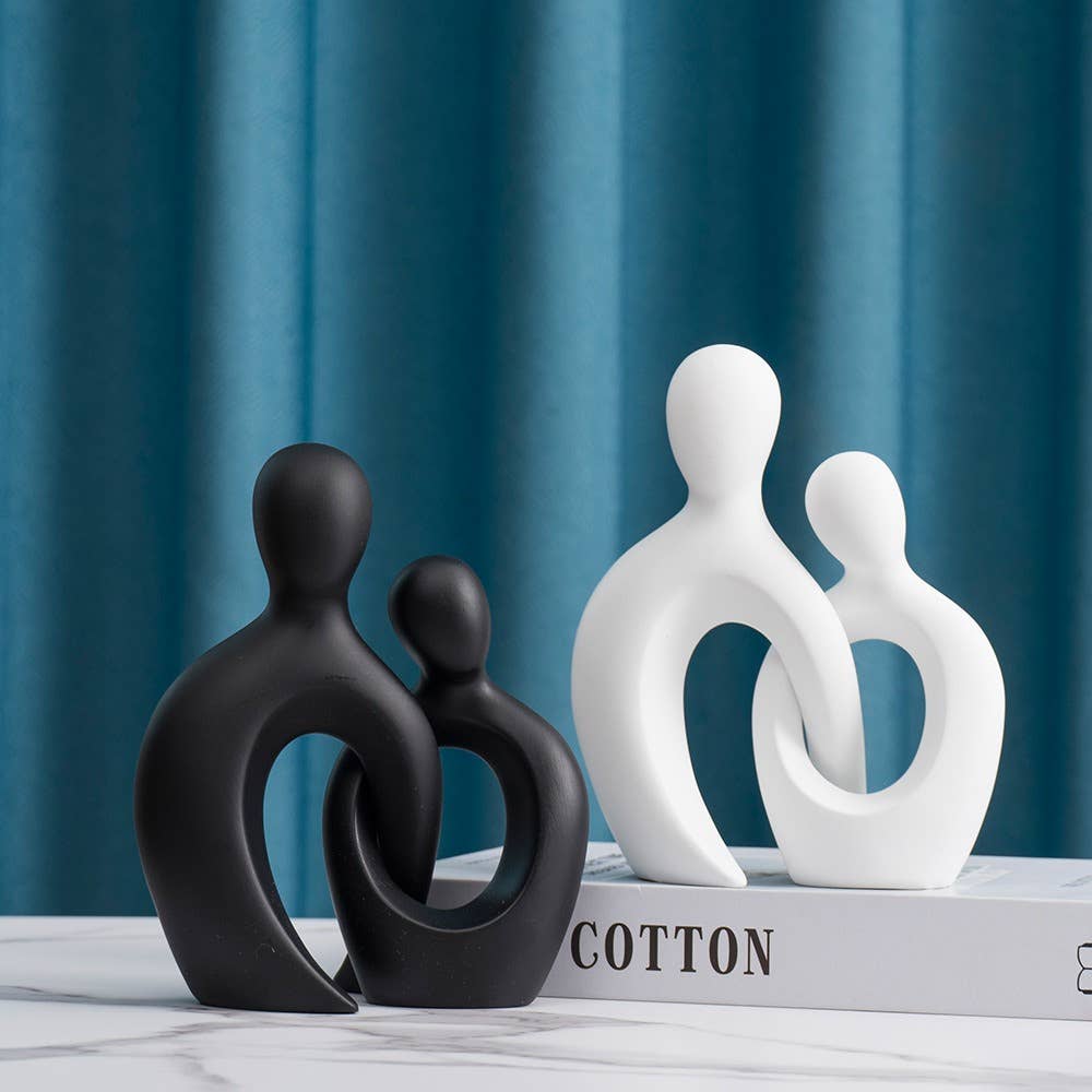 Abstract Couple Embrace Sculpture Modern Resin Decor