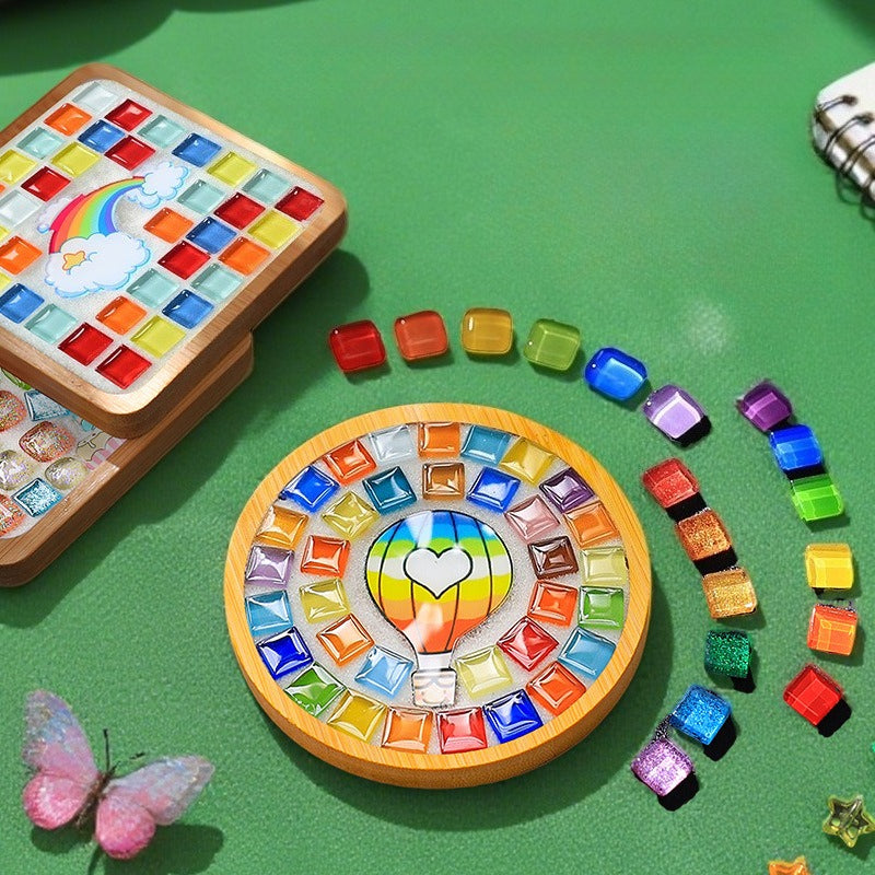 DIY Mosaic Coaster Craft Kit Kids Puzzle Art Set