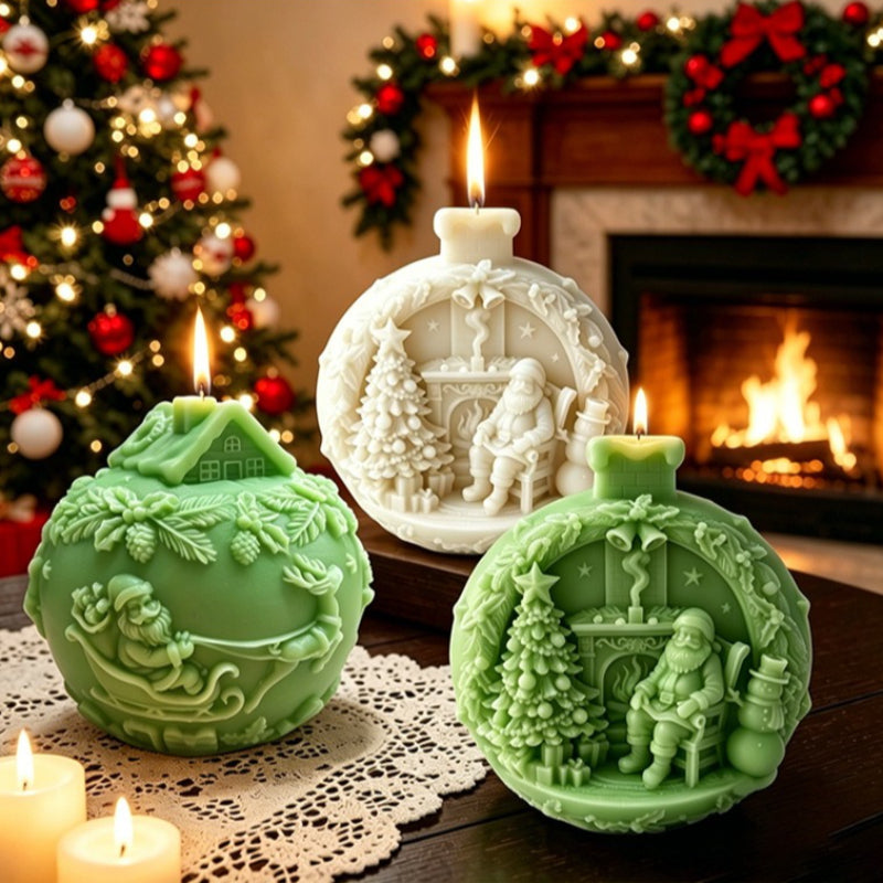 Christmas Ball Candle Holiday Decorative Candle for Seasonal Home Decor