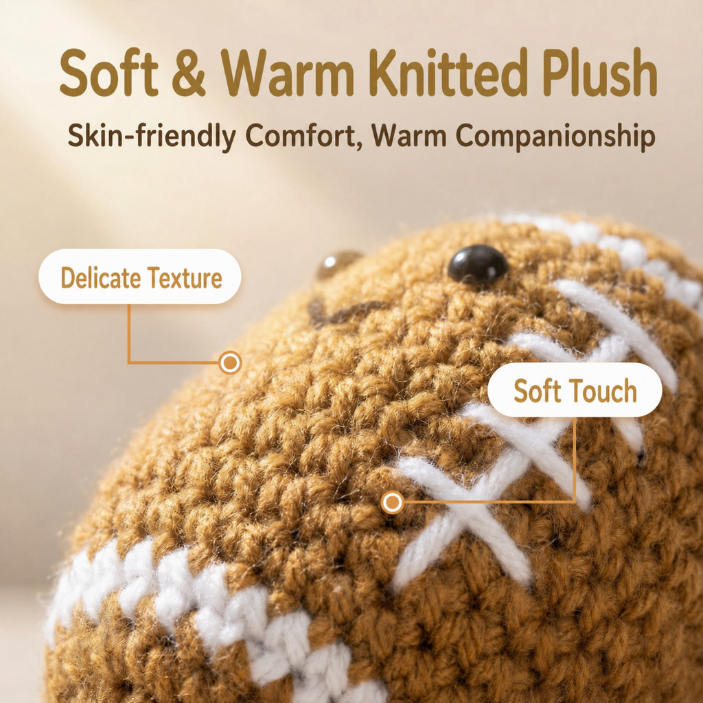 Handmade Crochet Plush Rugby Toy Customizable Positive Gift