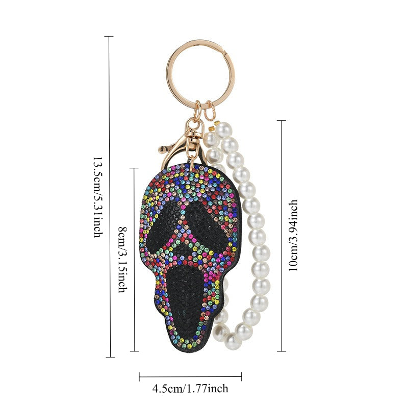 Bling Rhinestone Skull Tassel Keychain Gift