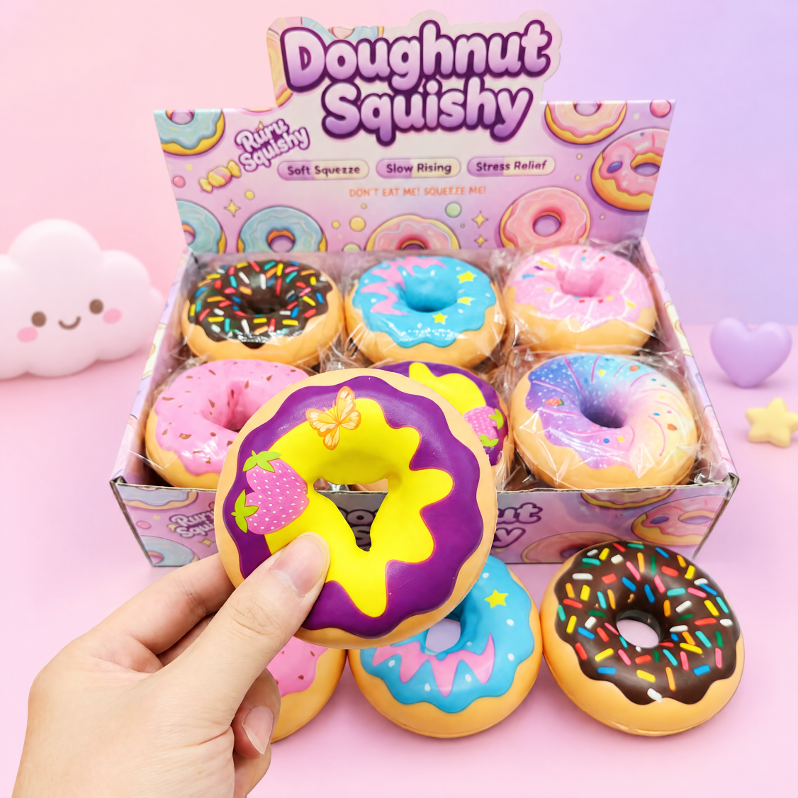 Donut Squishy Toy PU Slow Rising Fidget Stress Relief Gift
