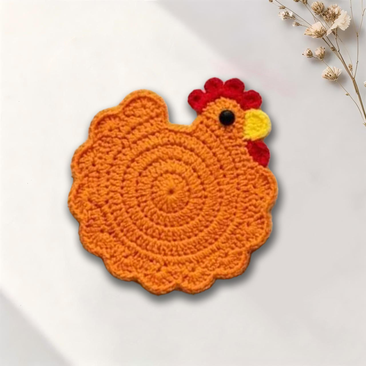 Handmade Crochet Chicken Coaster Placemat Table Decor