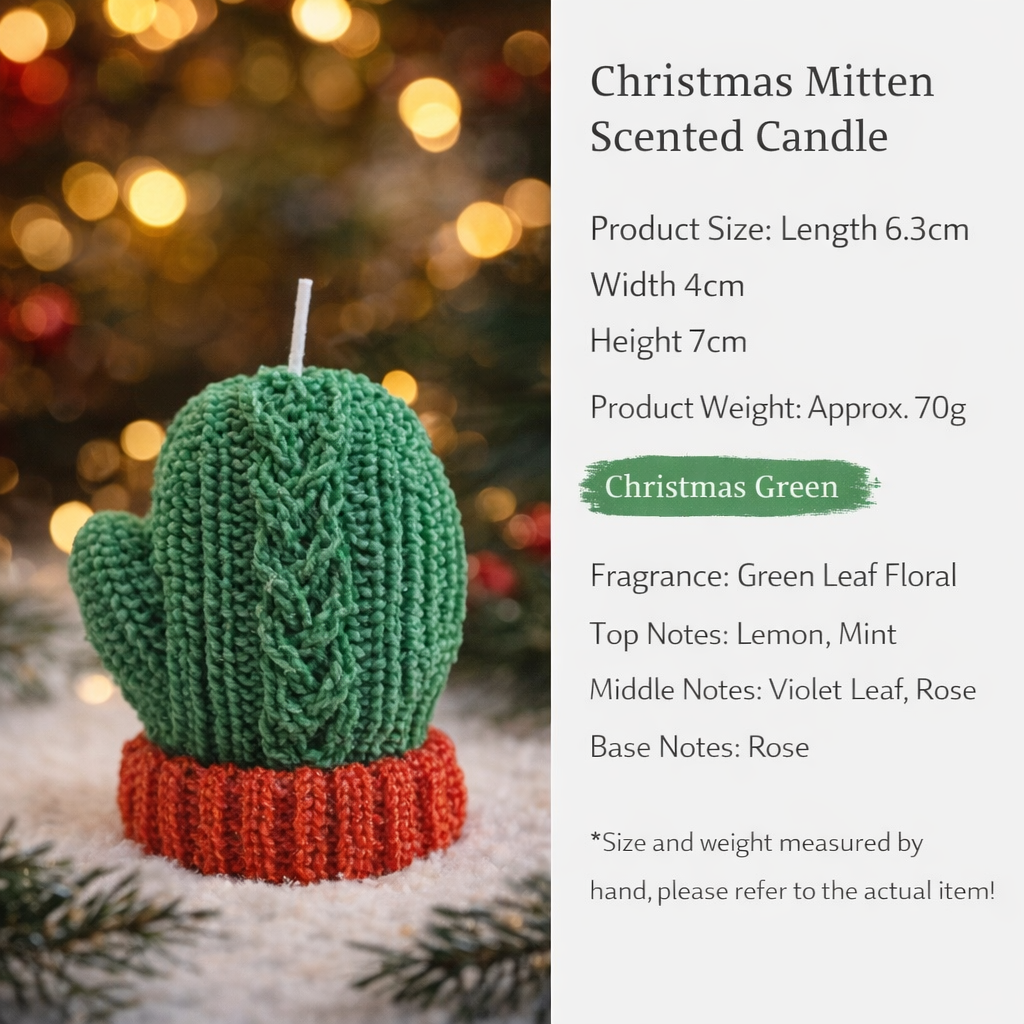 Christmas Mitten Shaped Scented Candle Holiday Gift Decor