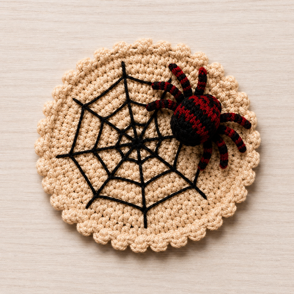 Crochet Spider Web Coaster Halloween Table Decor