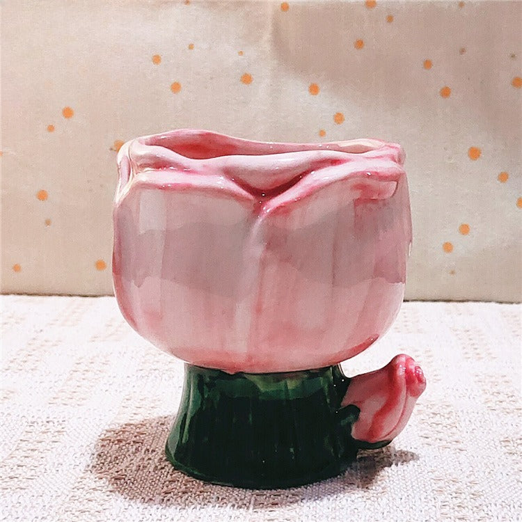 Tulip Ceramic Candle Holder Floral Tabletop Decor
